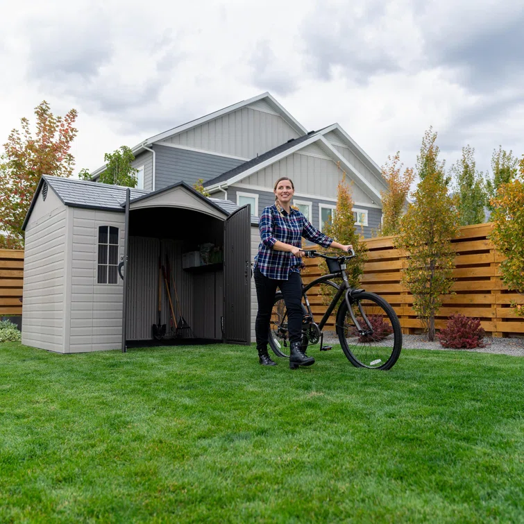 10 Ft. x 8 Ft. High-Density Polyethylene Outdoor Storage Shed with Steel-Reinforced Construction