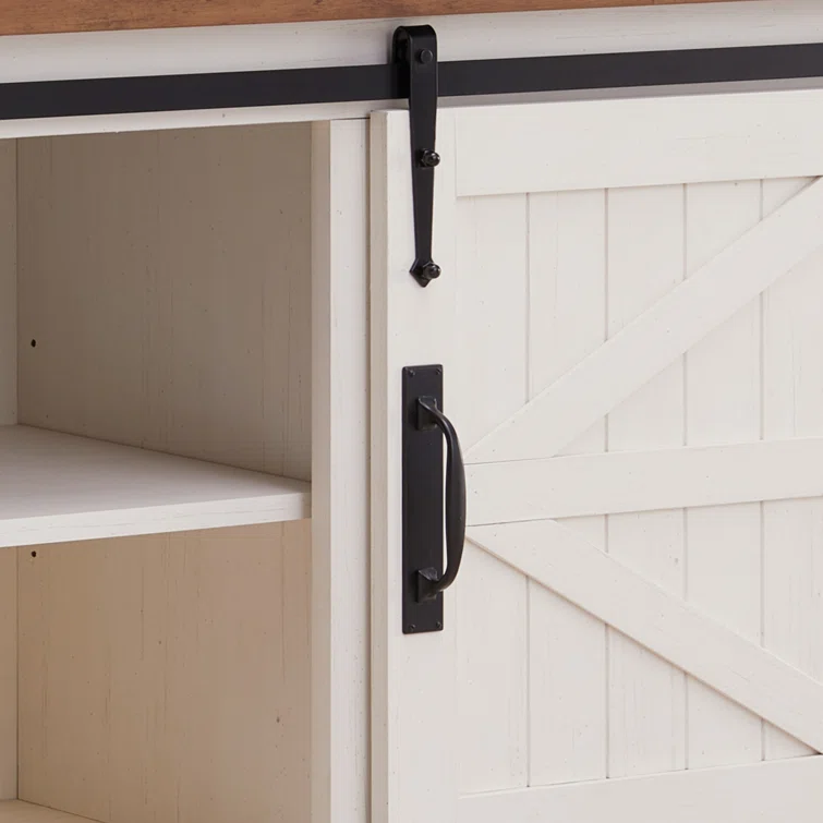 Lorraine Farmhouse TV Stand for 65+ Inch TV for Living Room, with Sliding Barn Door