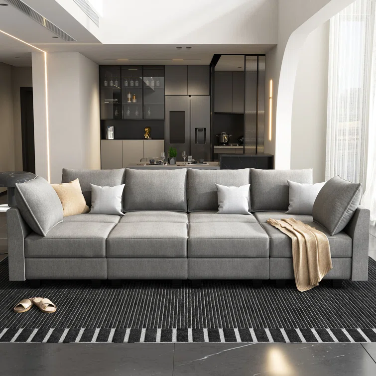 U shaped Sectional Sofa Modular Sectional Couch with Storage Ottoman