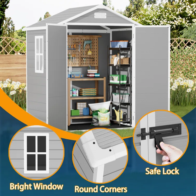 6 ft. W x 4 ft. D Plastic Lean-To Storage Shed