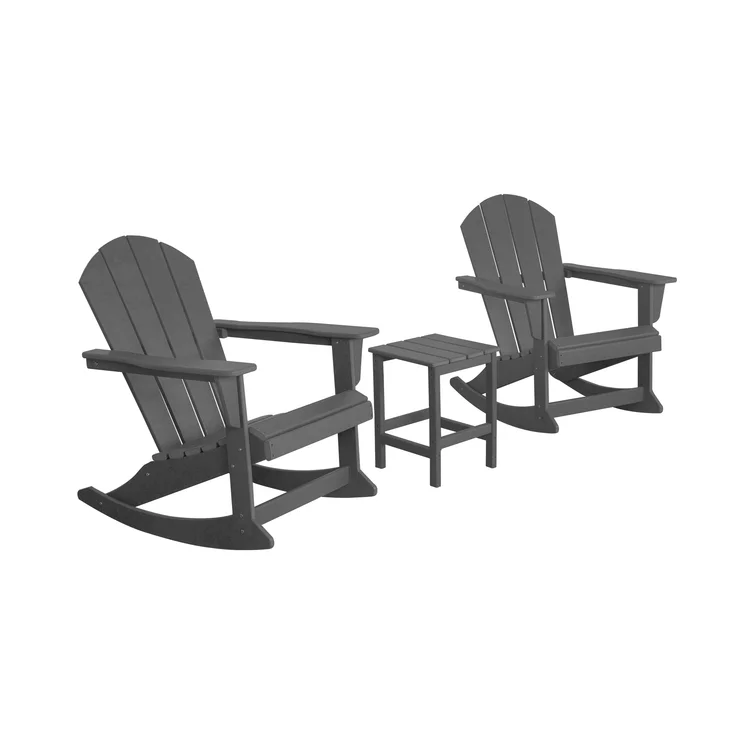 Cullan Plastic Rocking Adirondack Chair with Table