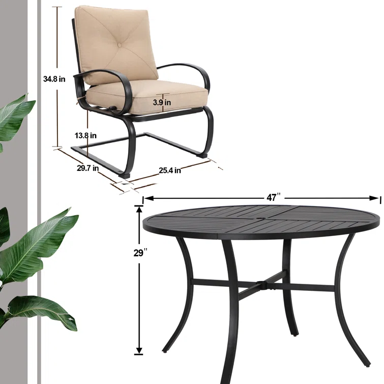 Alyah 4 - Person Round Outdoor Dining Set with Cushions