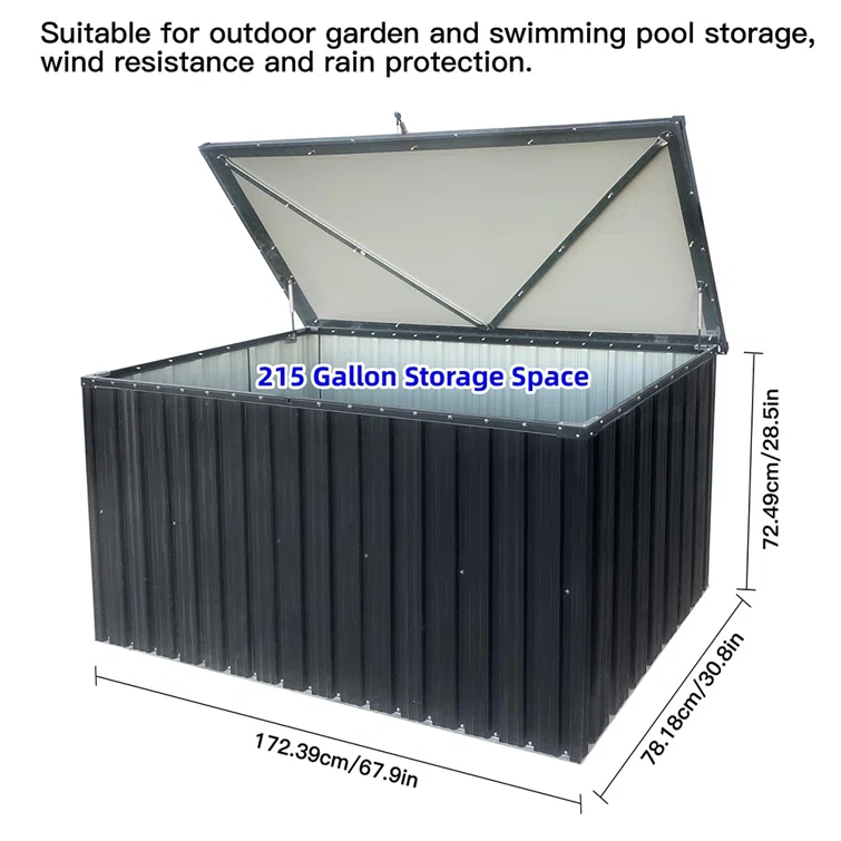IYofe Water Resistant Metal Lockable Deck Box in Black