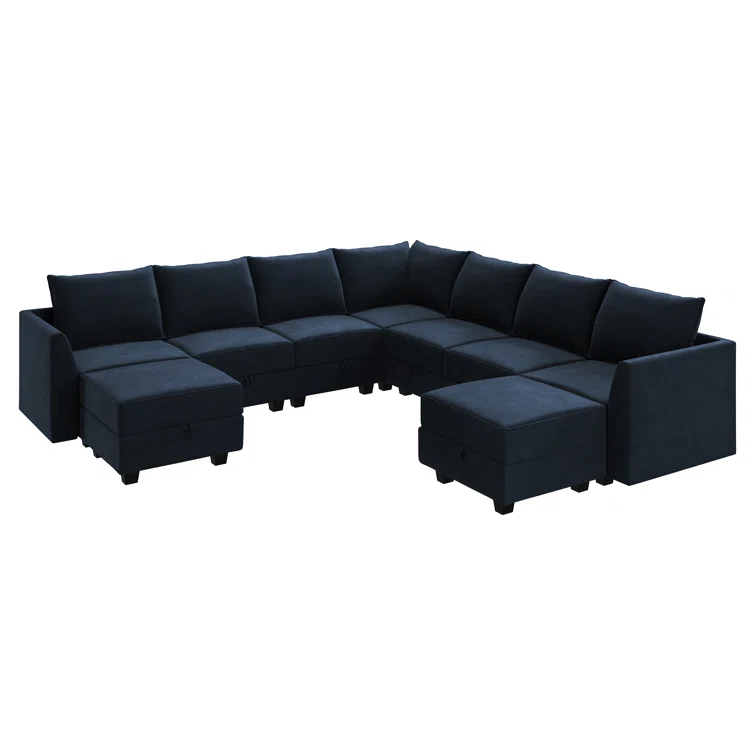 Berenika U-shaped Modular Sectional Sofa Reversible Velvet Sectional Sofa Couch With Chaise