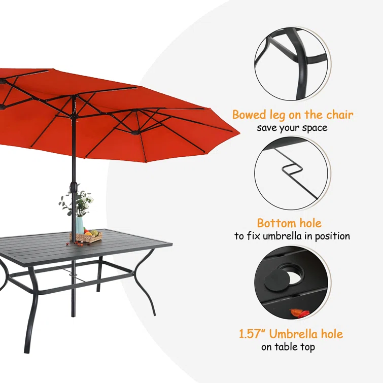 Alyah 6 - Person Rectangular Outdoor Dining Set with Cushions