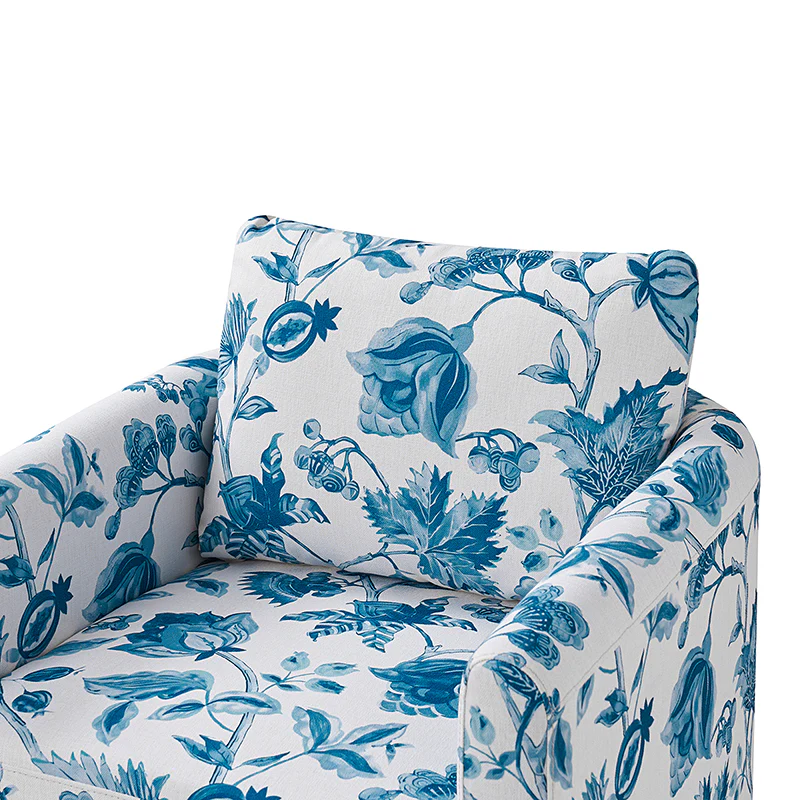 Claudius Upholstered Slipcovered Swivel Barrel Chair