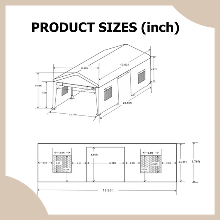 12 ft. W x 20 ft. D Polypropylene Garage Shed