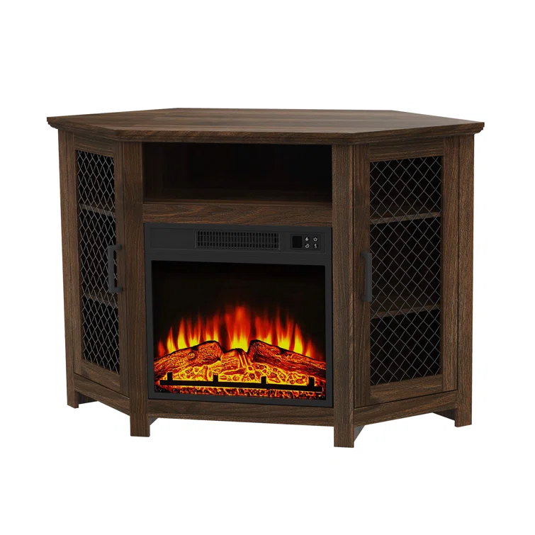 45'' Electric Corner Fireplace TV Stand with Storage for TVs up to 55