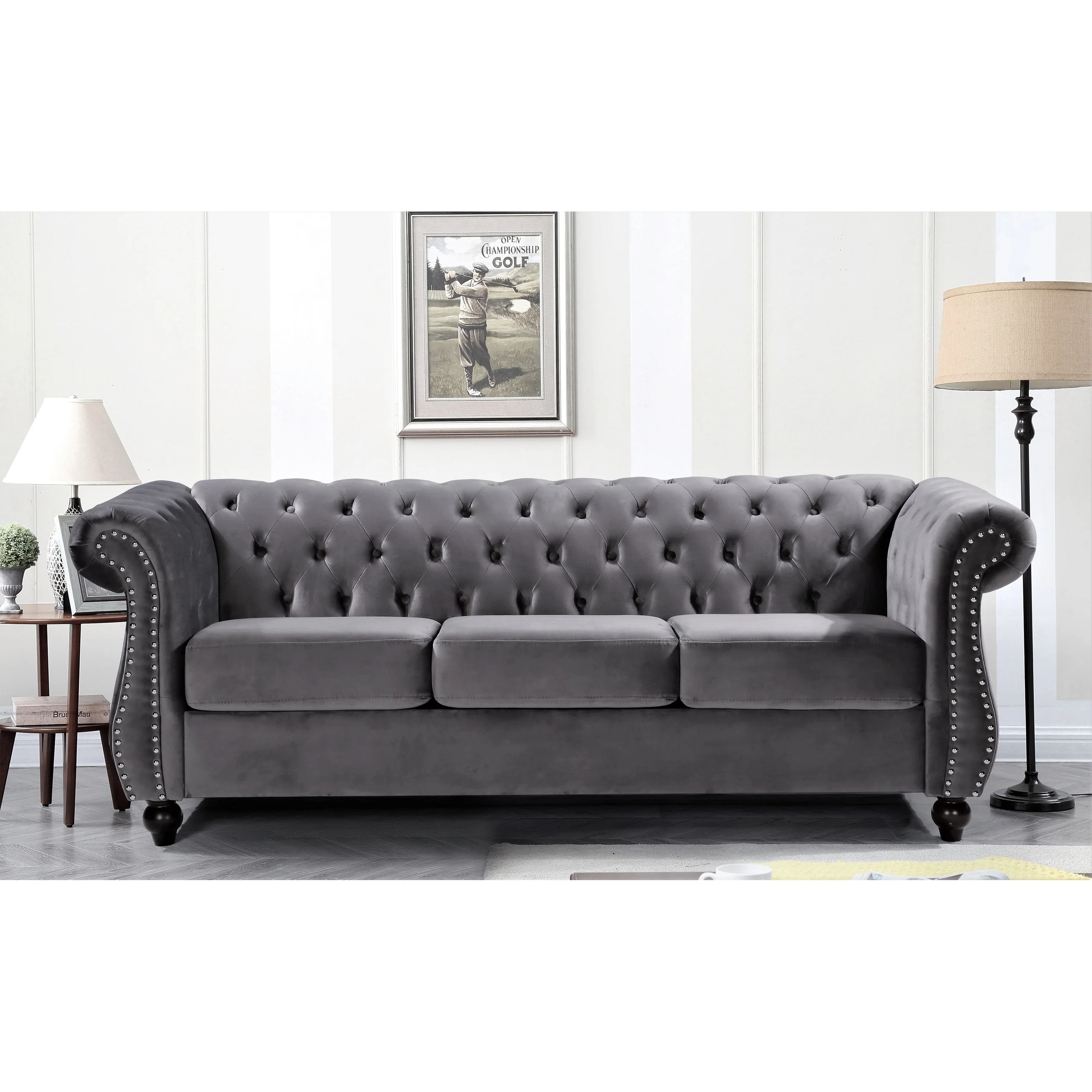 Kemos Velvet Chesterfield Sofa