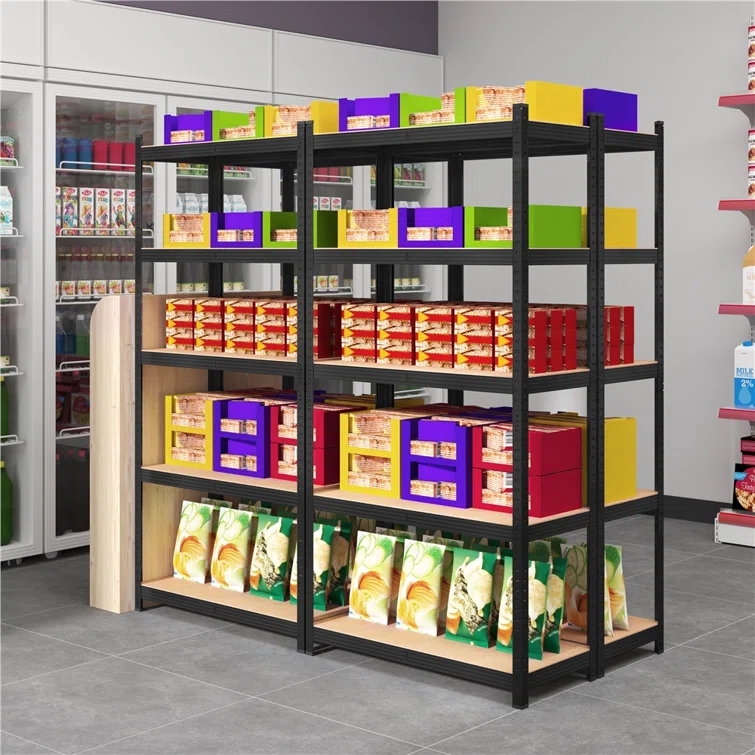 Lundys 71" H x 35.5" W x 16" D 5-Tier Adjustable Metal MDF Storage Rack Shelves Boltless Shelving