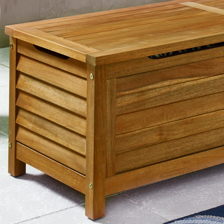 Beachcrest Home™ Anjenette 51.25'' W 78.87 Gallons Water Resistant Solid Wood Acacia Deck Box