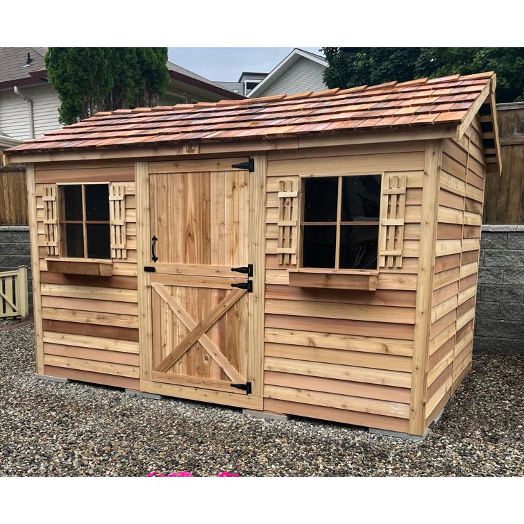 Cabana 12 ft. W x 8 ft. D Western Red Cedar Wood Storage Shed