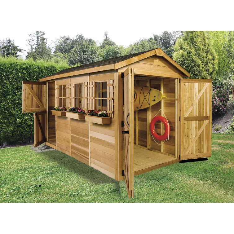Boathouse 12 ft. W x 6 ft. D Western Red CedarWood Traditional Storage Shed