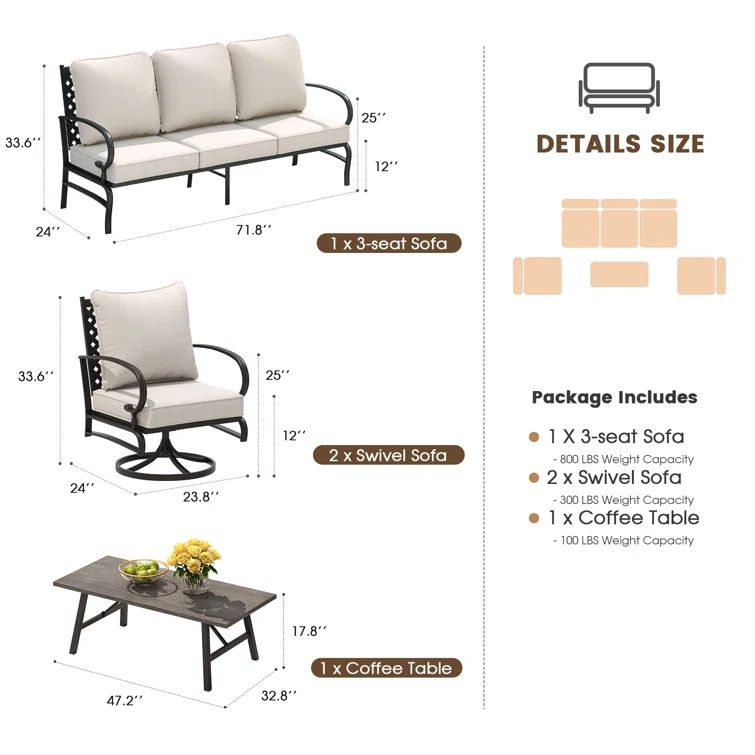 Shamarie 5 - Person Outdoor Seating Group with Olefin Cushions<!-- --> <!-- -->(Set of 4)