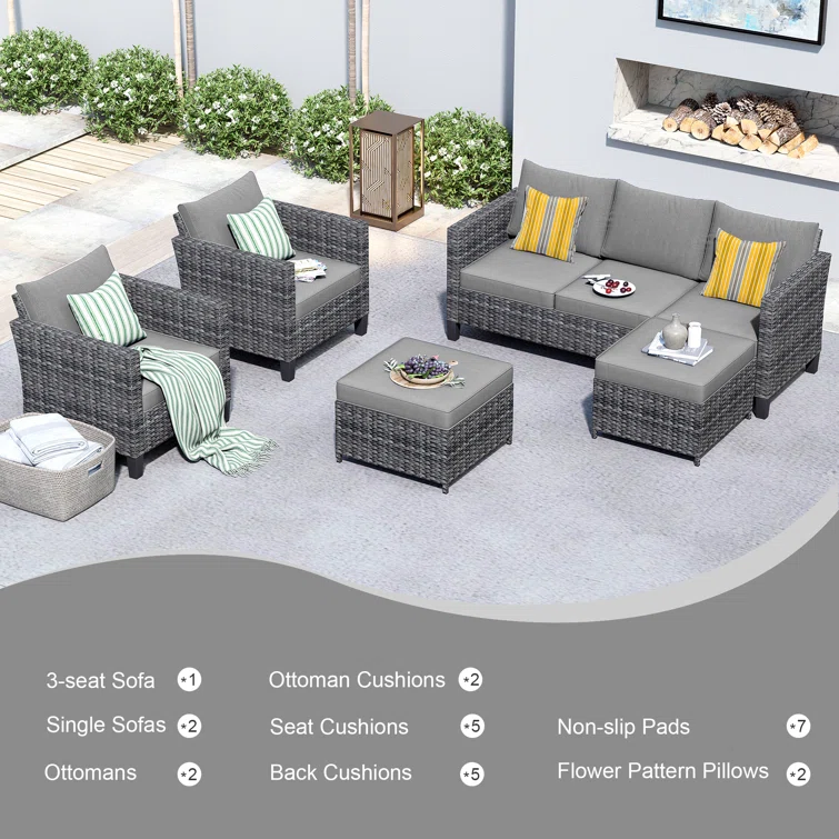 Townsey 5 - Person Outdoor Seating Group with Cushions