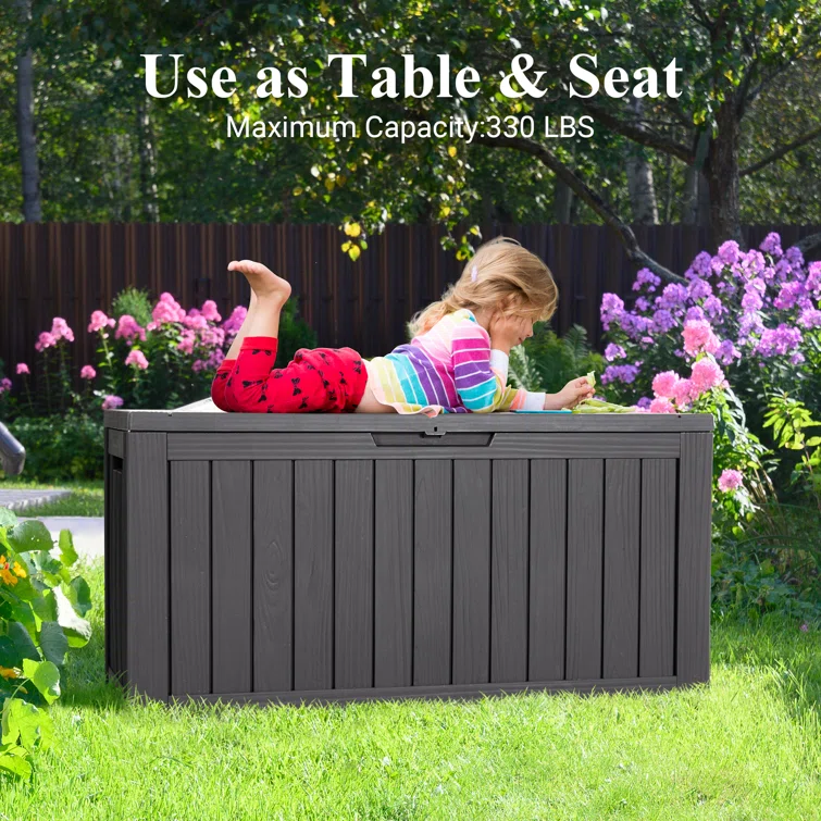 PAMAPIC 46.3'' W 80 Gallons Water Resistant Polypropylene Lockable Deck Box