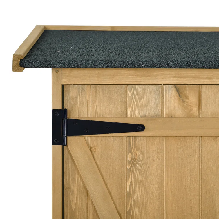 Outdoor Storage Cabinet, Wood Garden Shed, Lockable Doors & Asphalt Roof, 3-tier Shelves