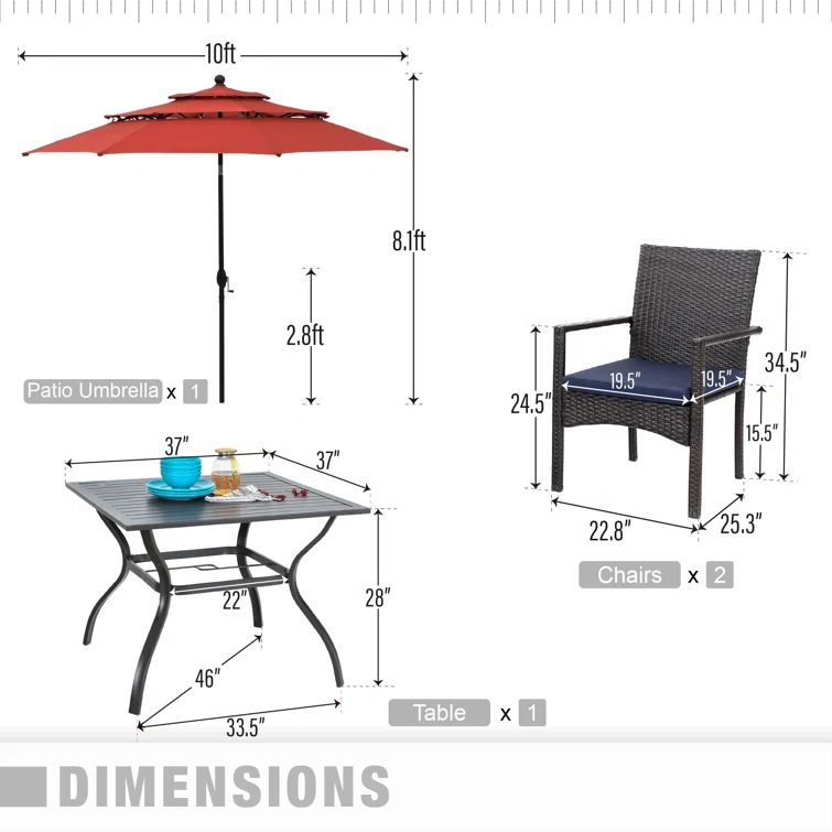 Alyah 4 - Person Square Outdoor Dining Set with Cushions