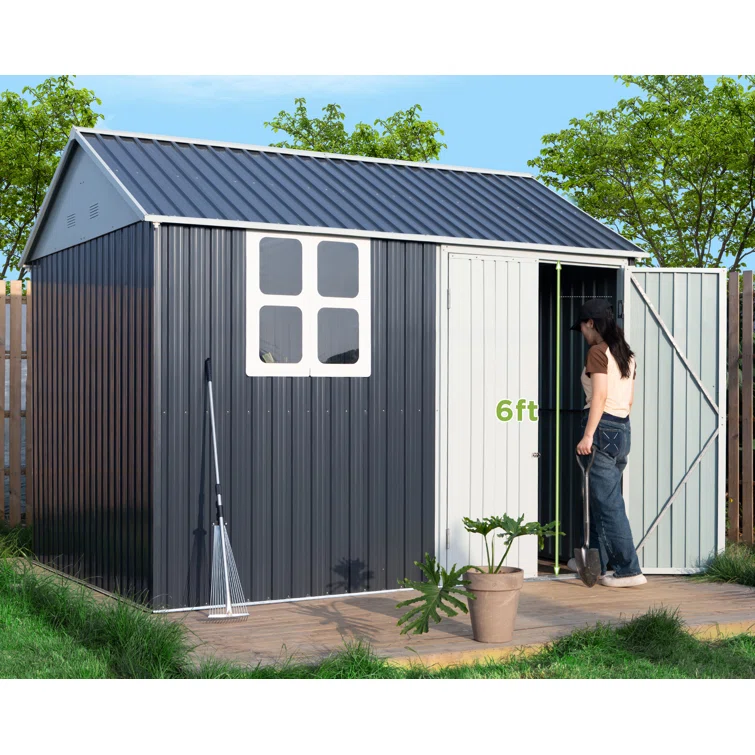 10 ft. W x 8 ft. D Metal Corner Storage Shed