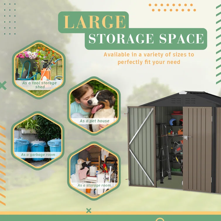 6 ft. W x 4 ft. D Steel Storage Shed
