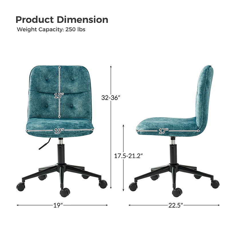 Leonhard Upholstered Swivel Task Chair: Plush Velvet Feel with Linen-Inspired Fabric, Adjustable Height, and Wheels