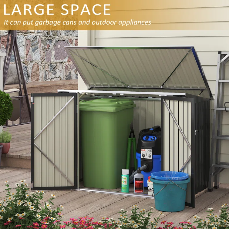 6 ft. W X 3 ft. D Galvanized Steel Horizontal Garage Shed