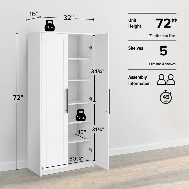 Elite Premium Home Storage Cabinet with Panel Doors 16