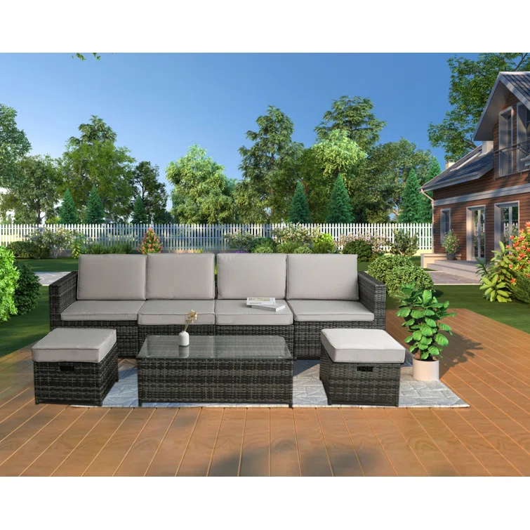 Noralf 113'' Wide 6 - Person Outdoor Seating Group with Cushions