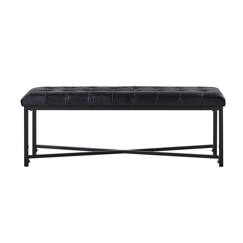 Arnold Versatile Elegance: Genuine Leather Bench with Button-Tufted Design