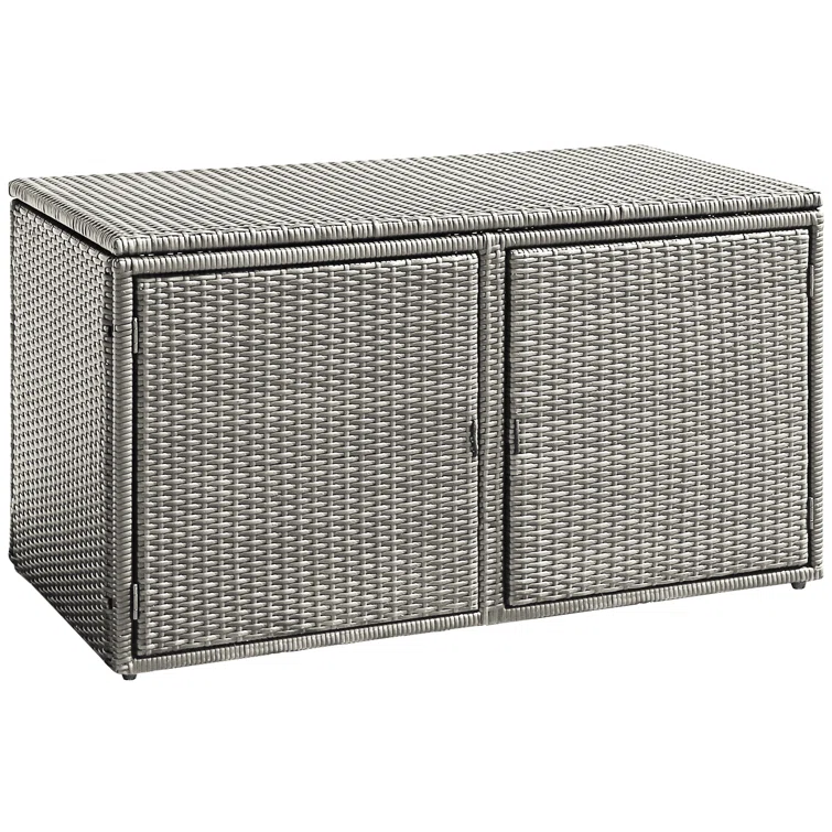 FORCLOVER 45'' W 88 Gallons Wicker Deck Box in Gray
