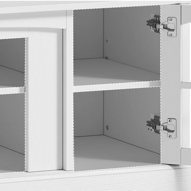 LED Farmhouse Media Entertainment Center Console Table TV Stand  w/Outlets  and Cabinet Glass Door