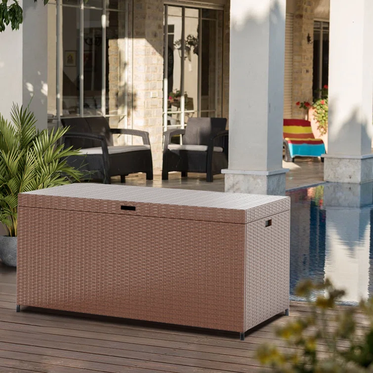 51.58"W 140 Gallon Wicker Water Resistant Deck Box