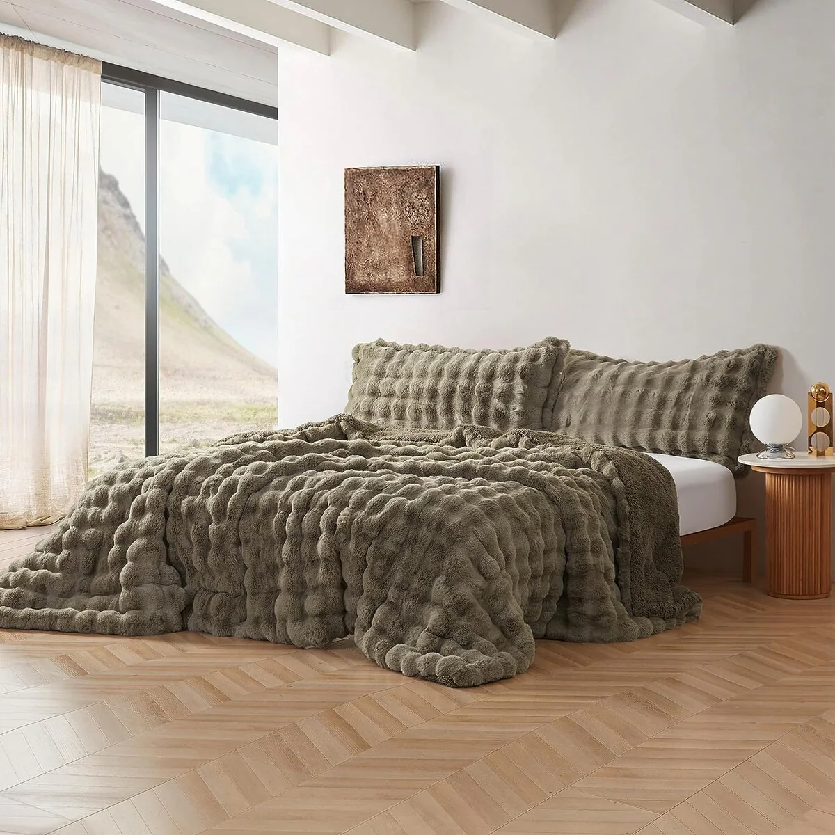 Snowball Chunky Bunny - Coma Inducer? Oversized Comforter Set - Olive Earth