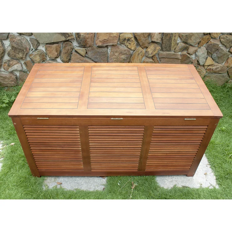 Red Barrel Studio® 48.62'' W 117 Gallons Water Resistant Solid Wood Eucalyptus Deck Box in Golden Oak