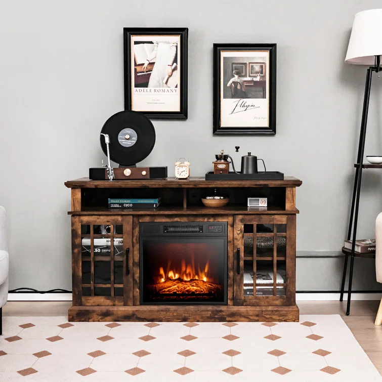 Ripley 48'' W Storage Credenza with Electric Fireplace Included