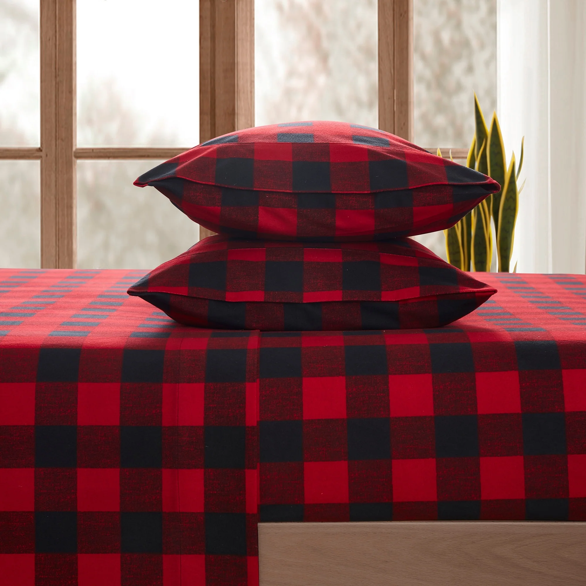 1500 Supreme Collection Buffalo Check Flannel Sheet Set