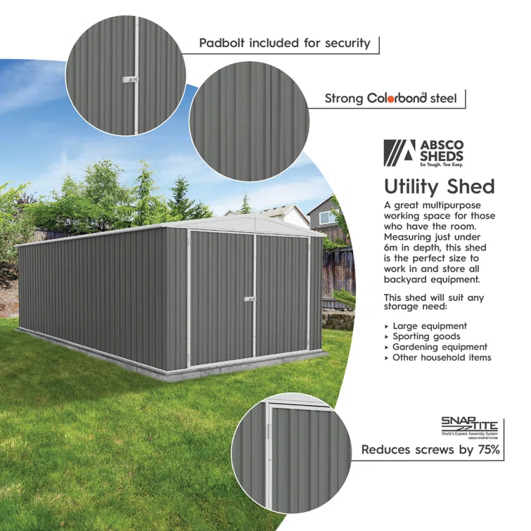Utility 10 ft. W x 20 ft. D Galvanized Steel Storage Shed