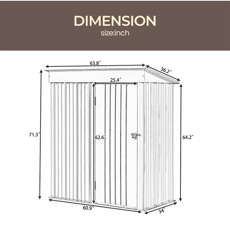 5 ft. W x 3 ft. D Aluminum Lean-to Storage Shed