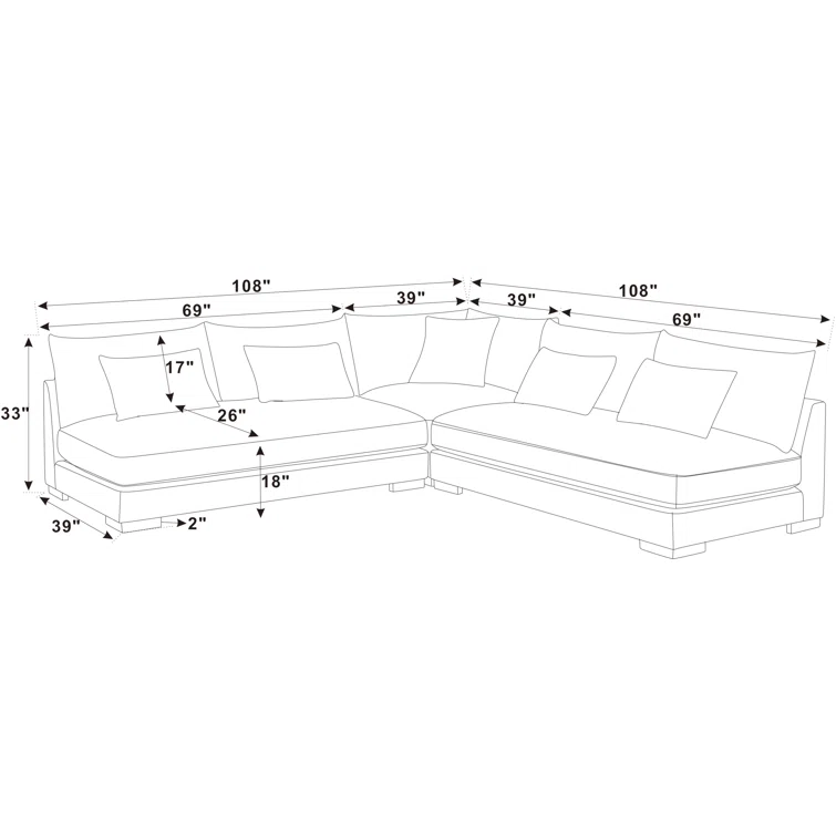 Caileigh 3 - Piece Corduroy Sectional