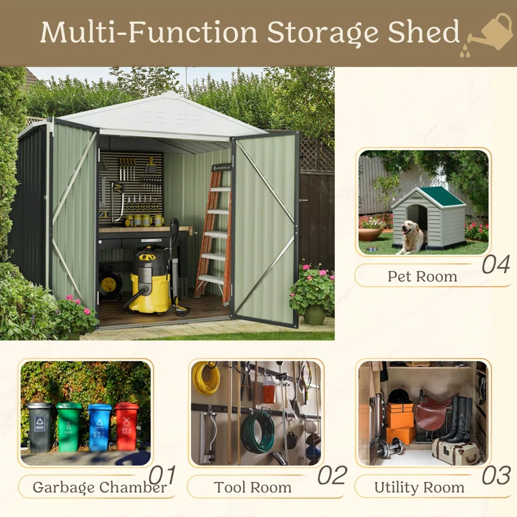 8 ft. W x 6 ft. D Metal Storage Shed