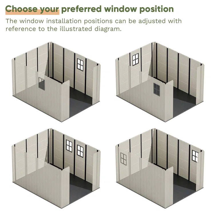 8 ft. W x 10 ft. D Plastic Storage Shed with Floor, Resin Shed with Reinforced Steel Structure