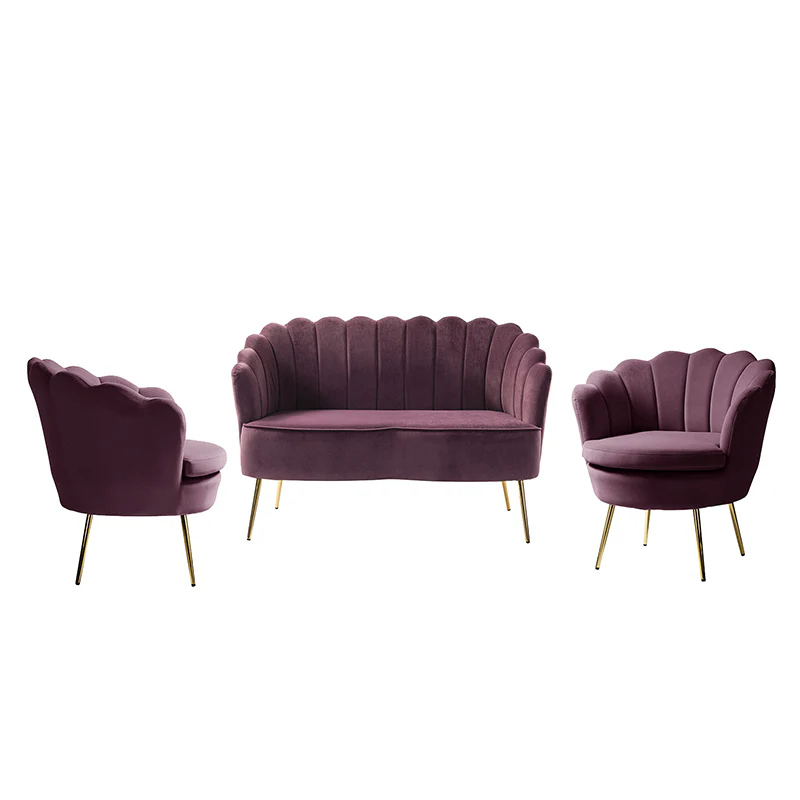 Ariel 3-Piece Scalloped Velvet Living Room Set