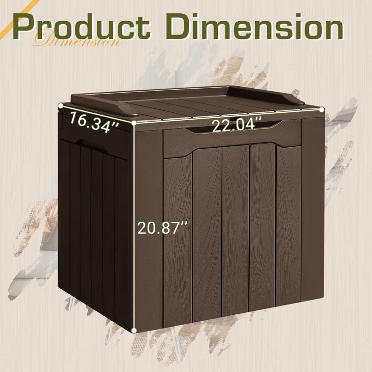 GUNJI 22.04'' W 28 Gallons Water Resistant Resin Lockable Deck Box