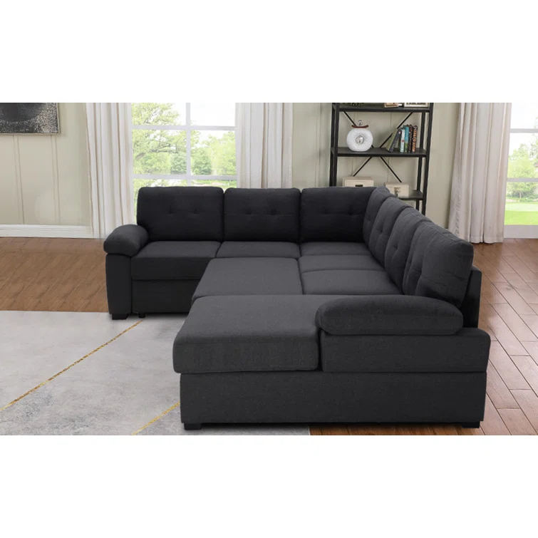 Upholstered Sectional Sleeper Sofa & Chaise