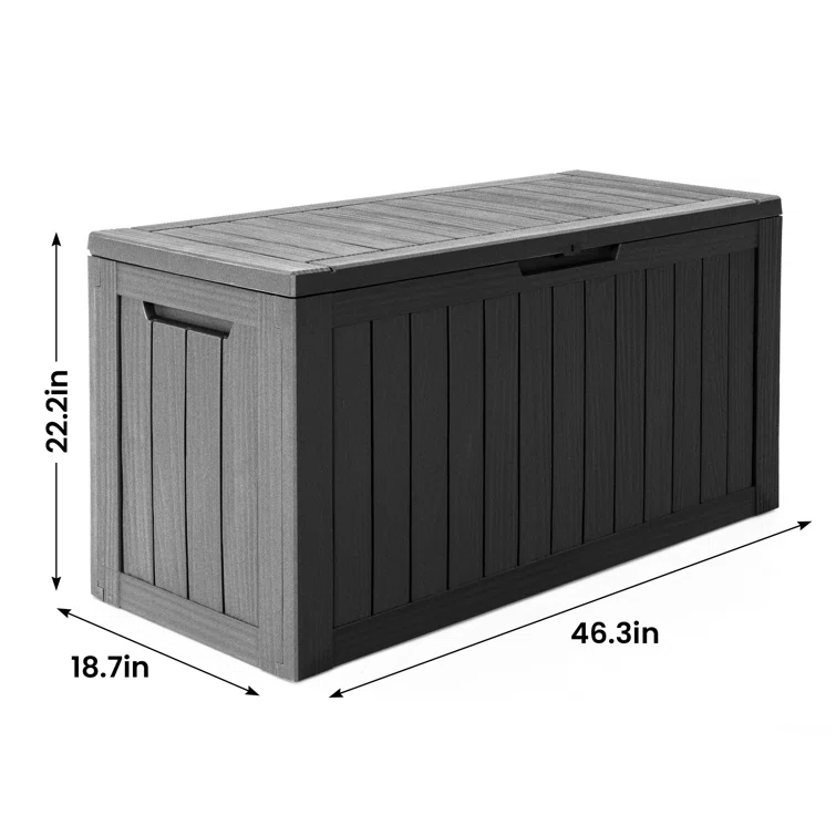 PAMAPIC 46.3'' W 80 Gallons Water Resistant Polypropylene Lockable Deck Box