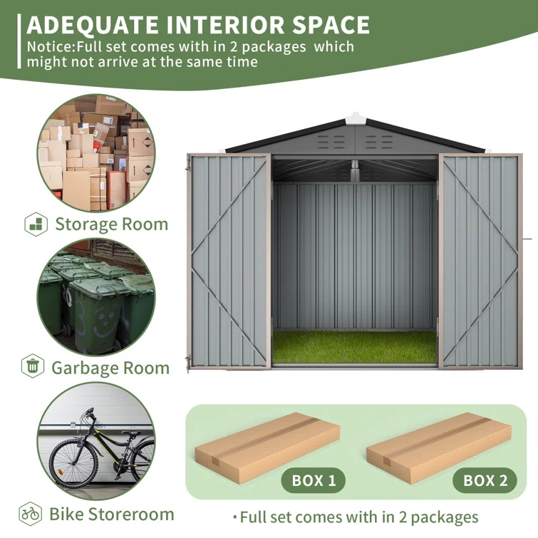 7.8 ft. W x 6 ft. DMetal Storage Shed