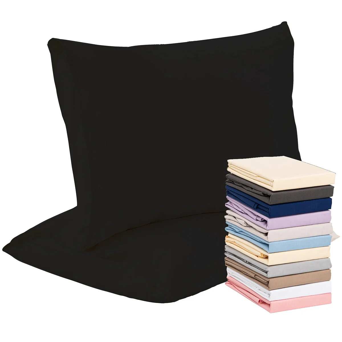Superity Linen Pillow Cases Envelope Cotton Cover Standard Size 2 pack