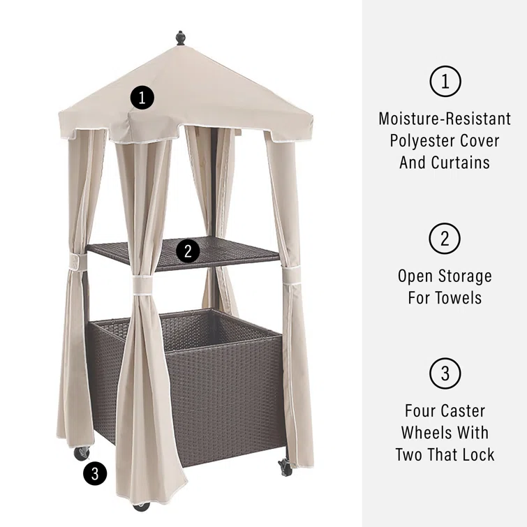 Mercury Row® 35.5'' W Water Resistant Towel Valet with Wheels in Dark Brown/Sand