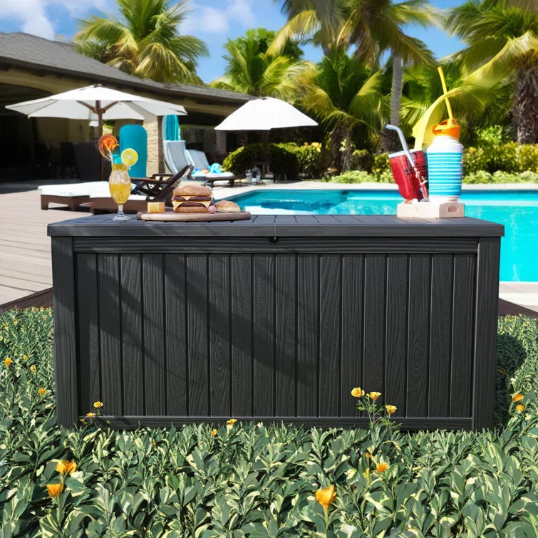 WORACO 28.39'' W 180 Gallons Water Resistant Resin Lockable Deck Box
