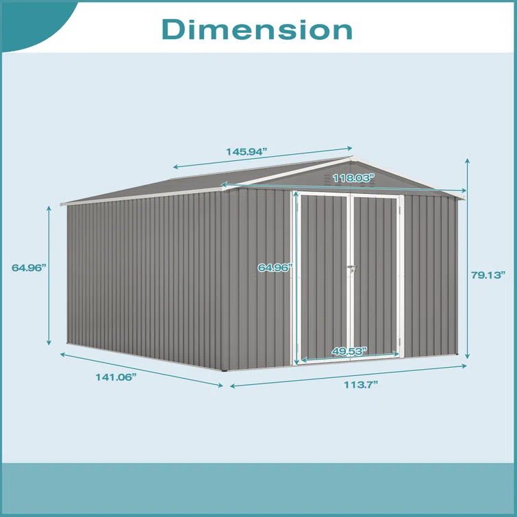 10 ft. W x 12 ft. D Outdoor Metal Storage Shed